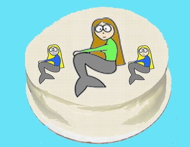 לחצו על התמונה להגדלה והדפסת תבנית בת הים הקטנה עוגת בת הים הקטנה